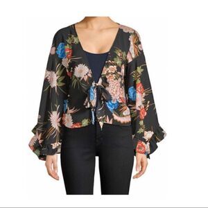 Haute Rogue Bell Sleeve Floral Wrap